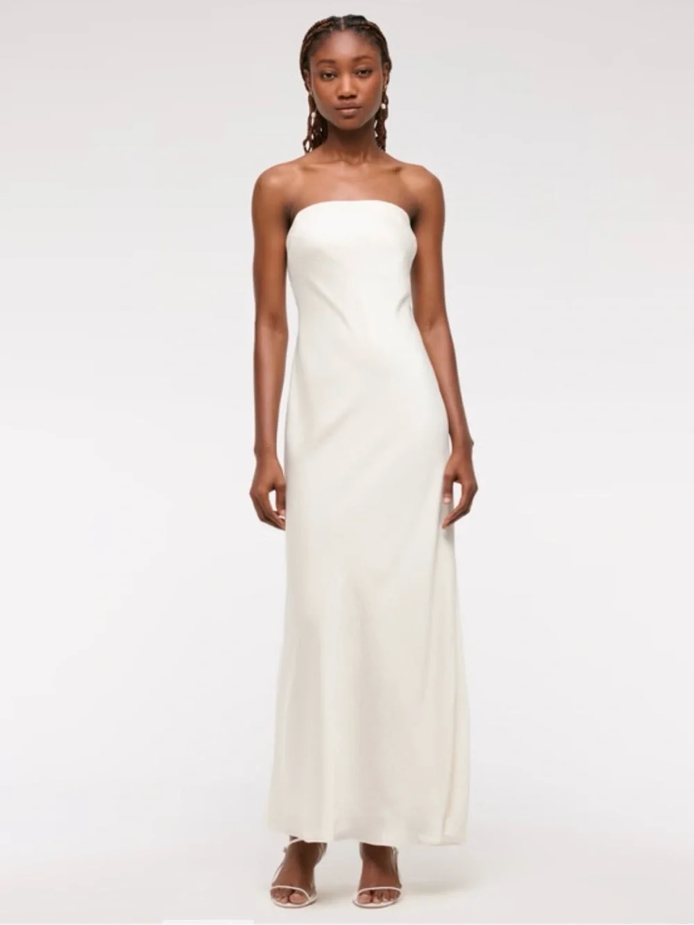 Abercrombie & Fitch Julia Slip Strapless Maxi Dress with Neck Scarf - Ivory